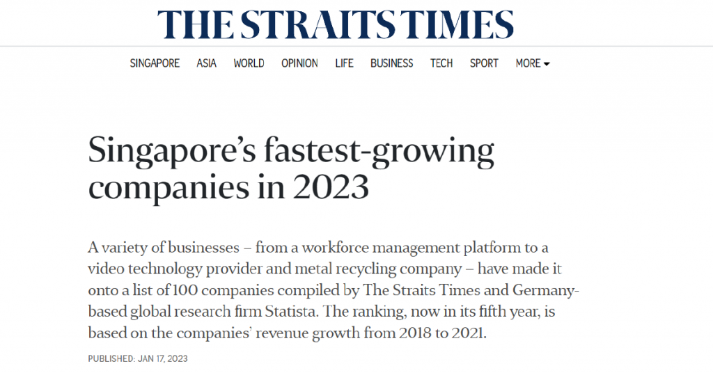 The Strait Times Fastest Growing Companies 2023