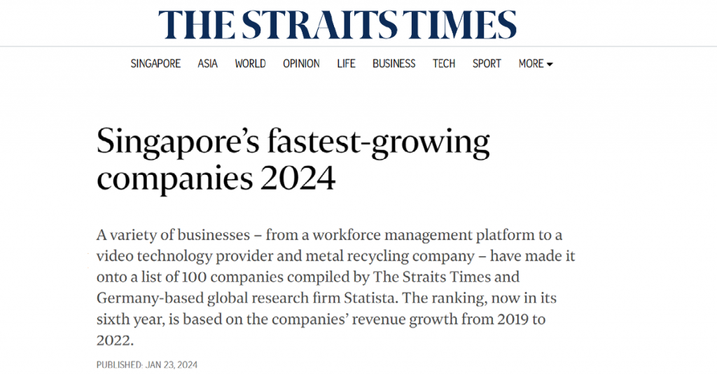 The Strait Times' Singapores Fastest Growing Companies 2024